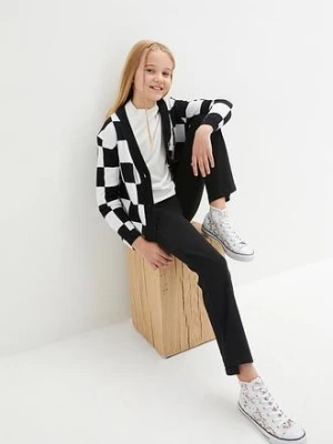 Spodnie z poszerzaną nogawką z mieszanki bawełny organicznej z rozcięciami po bokach bonprix