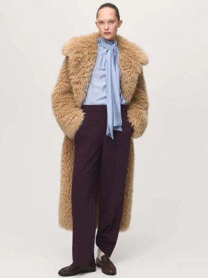 Spodnie z prostą nogawką i wysokim stanem śliwkowy - Kobieta - - MANGO