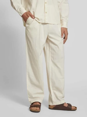 Spodnie z prostą nogawką, zakładkami w pasie i elastycznym pasem REVIEW