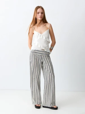 Spodnie z prostymi nogawkami i wzorem kremowy / écru - Dziewczyna - - MANGO TEEN