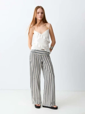 Spodnie z prostymi nogawkami i wzorem kremowy / écru - Dziewczyna - - MANGO TEEN