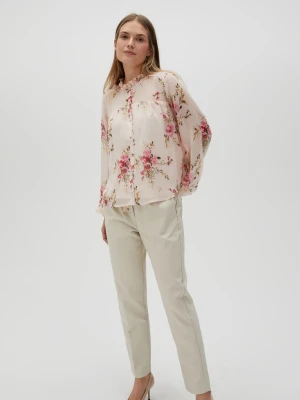 Spodnie z prostymi nogawkami w kant beżowe Moodo