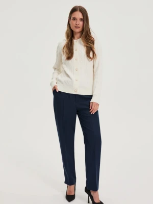 Spodnie z prostymi nogawkami w kant granatowe Moodo