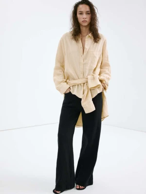 Proste spodnie z bambuli o średnim stanie czarny - Kobieta - - MANGO