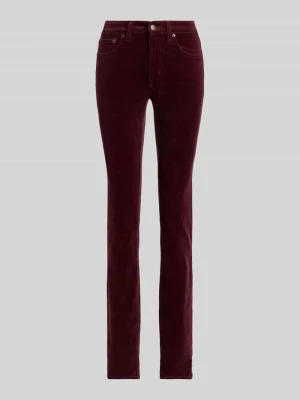 Spodnie o prostych, wąskich nogawkach z mieszanki bawełny Lauren Ralph Lauren Bordowy