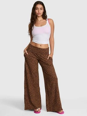 Spodnie z szeroką nogawką i wywijanym pasem All-Day Cotton Victoria's Secret
