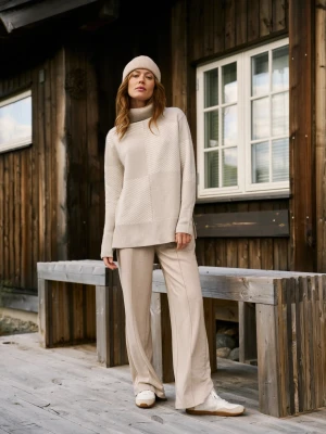 Spodnie z szerokimi nogawkami beżowe Moodo