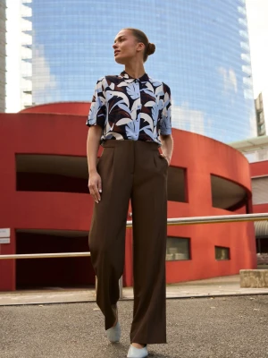 Spodnie z szerokimi nogawkami brązowe Moodo