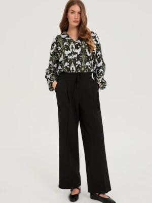 Spodnie z szerokimi nogawkami czarne Moodo