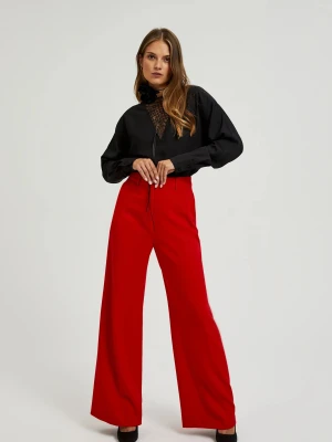 Spodnie z szerokimi nogawkami czerwone Moodo