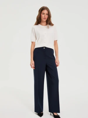 Spodnie z szerokimi nogawkami granatowe Moodo