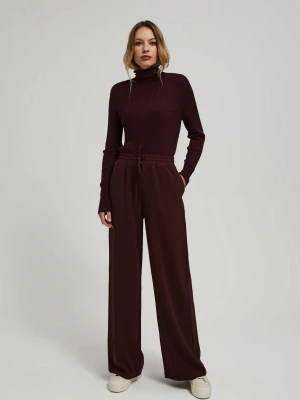 Spodnie z szerokimi nogawkami kasztanowe Moodo