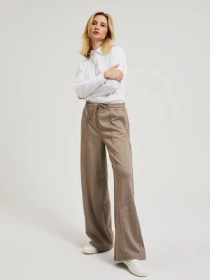 Spodnie z szerokimi nogawkami w kant beżowe Moodo