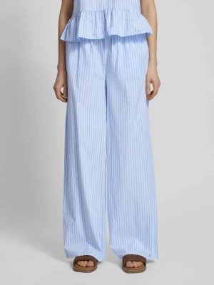 Spodnie z szerokimi nogawkami w wsuwanym stylu z wzór w paski i trokiem REVIEW