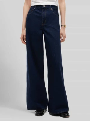 Spodnie z szerokimi nogawkami z czystej bawełny Tommy Hilfiger Jeansowy niebieski