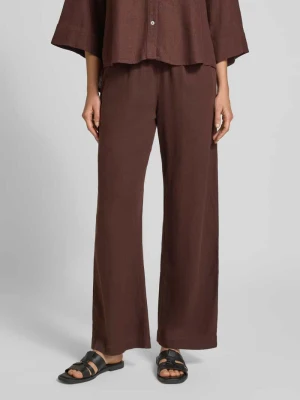 Spodnie z szerokimi nogawkami z mieszanka lnu z elastycznym pasem model 'Lava' FREE/QUENT