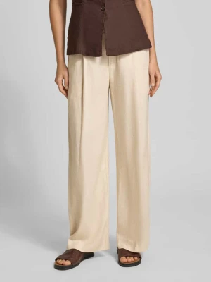 spodnie z szerokimi nogawkami z mieszanka wiskozy z zaszewki model 'MIssa Coleen' MOS MOSH