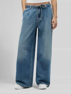 Spodnie z szerokimi nogawkami z mieszanki bawełny i lnu Tommy Jeans Jeansowy niebieski