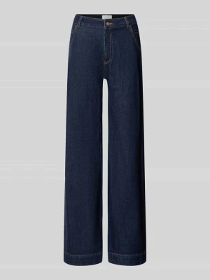 Spodnie z szerokimi nogawkami z wpuszczanymi kieszeniami model 'LOENA' stylizowana na denim Cars Ciemnoniebieski