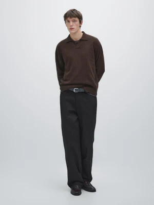 Spodnie Z Szerokimi Nogawkami Ze 100% Bawełny - Czarny - - Massimo Dutti - Mężczyzna