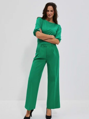 Spodnie z szerokimi nogawkami zielona Moodo