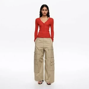 Spodnie z wieloma kieszeniami bawełniane piaskowe BIMBA Y LOLA