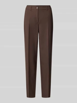 Spodnie z zakładkami w pasie w kroju slim fit z kantami Betty Barclay Ciemnobrązowy