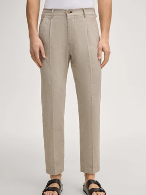 Spodnie z zakładkami Lead w kolorze beżowym melanżowym Joop