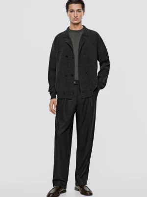 Spodnie Z Zakładkami – Limited Edition - Szary - Massimo Dutti - Male