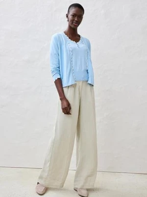 Spodnie z zakładkami poniżej paska w talii, z czystego lnu bonprix