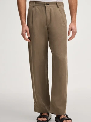 Spodnie z zakładkami Rondo w kolorze khaki Joop