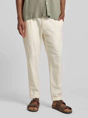 Spodnie z zakładkami w kroju relaxed fit z mieszanki bawełny z domieszką lnu model 'LOUIS-W' Strellson