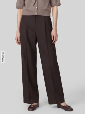 Spodnie z zakładkami w pasie Fashion Fit z dodatkiem żywej wełny model 'Addison' CAMBIO Ciemnobrązowy melanż