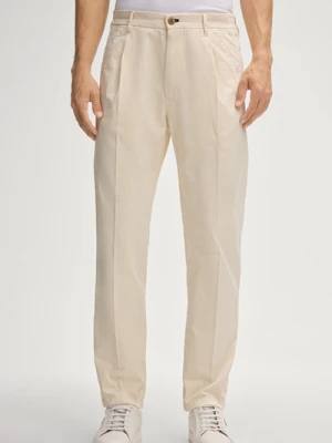 Spodnie z zakładkami w pasie Lead w kolorze kremowym w prążki Joop