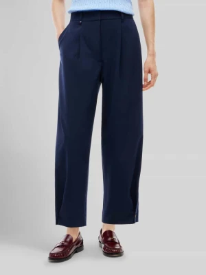 Spodnie z zakładkami w pasie o kroju barrel fit z mieszanki wiskozy Tommy Hilfiger Granatowy