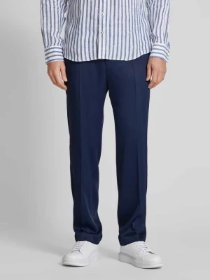 Spodnie z zakładkami w pasie o kroju regular fit z dodatkiem wiskozy model ‘Teagen’ HUGO