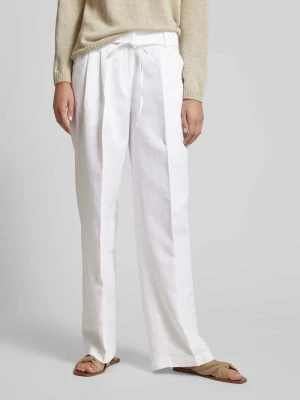 Spodnie z zakładkami w pasie o kroju regular fit z mieszanki bawełny i lnu Opus