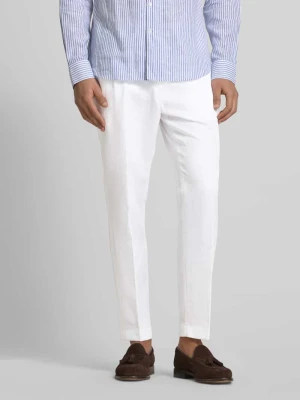 Spodnie z zakładkami w pasie o kroju slim fit z dodatkiem lnu model ‘LESTER’ JOOP! Collection