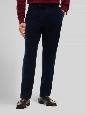 Spodnie z zakładkami w pasie o kroju tapered fit z mieszanki bawełny Tommy Hilfiger Granatowy