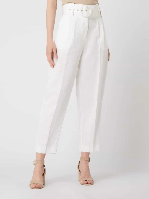 Spodnie z zakładkami w pasie o kroju tapered z mieszanki lyocellu i lnu model ‘HAILEY’ MARCIANO BY GUESS Złamany biały