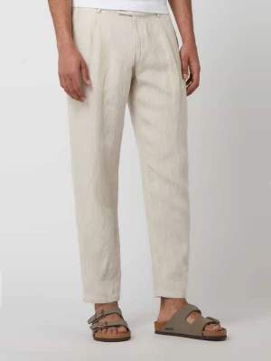 Spodnie z zakładkami w pasie z lnu model ‘Varun’ hiltl