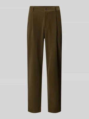 Spodnie z zakładkami w pasie z sztruksu Bugatti Khaki
