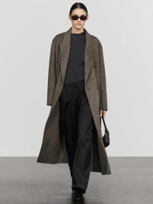 Spodnie Z Zakładkami Z Bardzo Cienkiej Wełny - Czarny - Massimo Dutti - Female