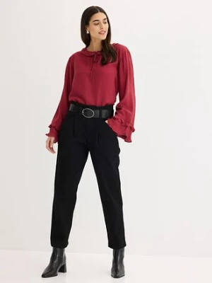 Spodnie z zakładkami z bawełny bonprix