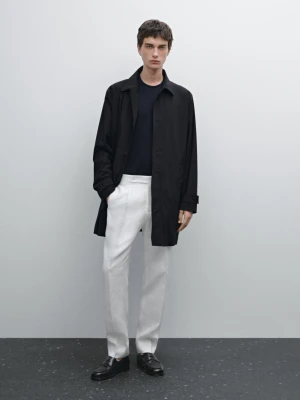 Spodnie Z Zakładkami Ze 100% Lnu - Surowy - - Massimo Dutti - Mężczyzna