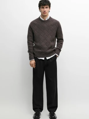 Spodnie Ze 100% Bawełny Z Podwójnymi Zakładkami - Czarny - Massimo Dutti - Male