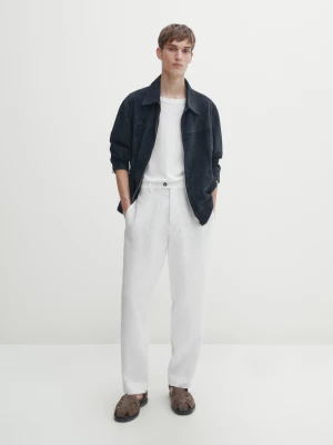 Spodnie Ze 100% Lnu - Biały - - Massimo Dutti - Mężczyzna