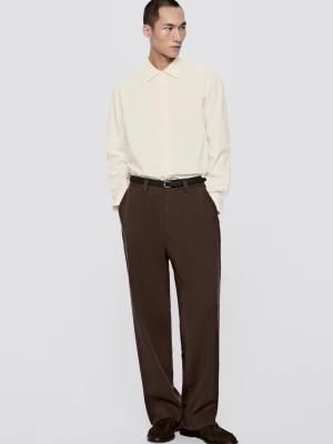 Spodnie Ze 100% Wełny − Limited Edition - Brązowy - Massimo Dutti - Male
