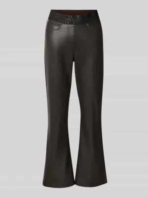 Spodnie ze skóry ekologicznej o kroju slim fit w imitacji skóry gładkiej model 'FELICE' CAMBIO Ciemnobrązowy