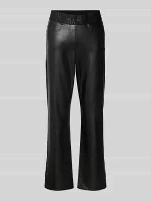 Spodnie ze skóry ekologicznej o kroju slim fit w imitacji skóry gładkiej model 'FELICE' CAMBIO Czarny
